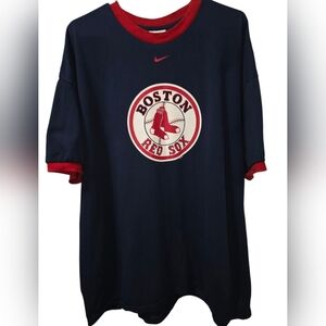 Vintage Boston Redsox T-shirt Nike Team Center Swoosh Ringer Y2K Big Graphic XXL